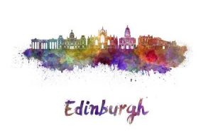 edinburgh-skyline-in-watercolor-splatters-with-clipping-path